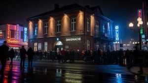 Polizeiwache Davidwache bei Nacht: Das pulsierende Herz des Kiezes